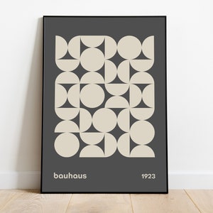 Bauhaus Art Print, Geometric Exhibition Poster, Mid Century Modern Decor, 50s Minimalist Style, Kitchen Wall Art, Original Retro Pop Culture