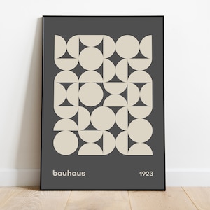 Lámina de arte Bauhaus, póster de exposición geométrica, decoración moderna de mediados de siglo, estilo minimalista de los años 50, arte de pared de cocina, cultura pop retro original