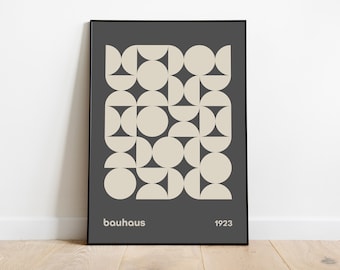 Bauhaus Art Print, Geometric Exhibition Poster, Mid Century Modern Decor, 50s Minimalist Style, Kitchen Wall Art, Original Retro Pop Culture