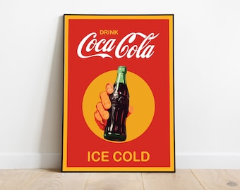 Coca Cola Vintage Poster, Pop Art Print, Kitchen Print, Vintage Wall Art, Retro Print, Art Deco Poster, Boho Decor, Handmade Gift For Him