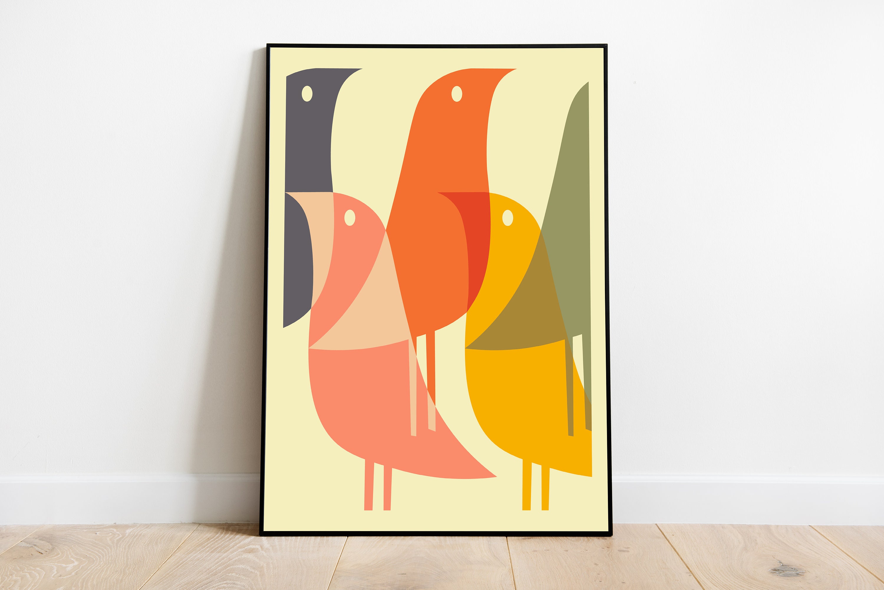 Bird Print Geometric Art Pop Culture Print Mid Century Etsy