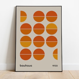 Bauhaus Poster, Orange Balls, Mid Century Modern Decor, Bauhaus Print, Modern 50s, Geometric Print, Cool Wall Art, Retro Print