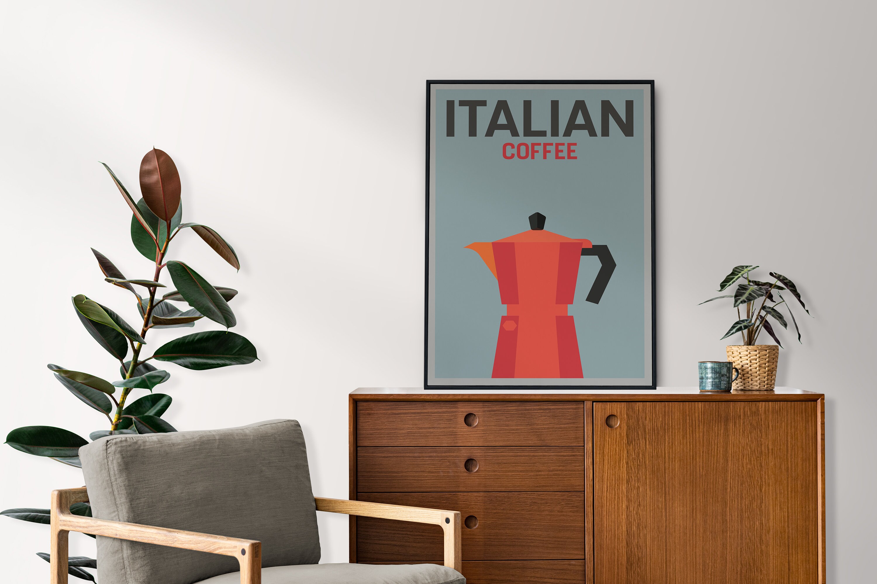 Bialetti Coffee Poster | Mid Century Modern Wall Art | Italian Coffee ...