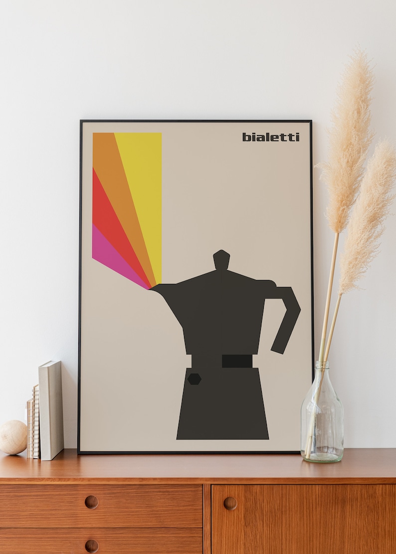 Moka Pot Coffee Print, Mid Century Modern Bialetti Poster, Retro Italy ...