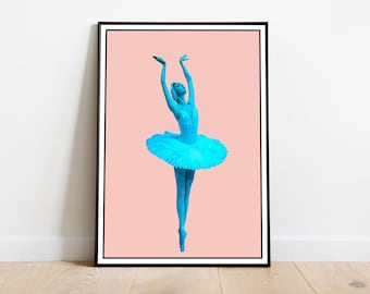 Pink Ballet Poster, Pop Art Print, Ballet Art, Nutcracker Ballerina, Minimal Illustration, Boho Decor, Kitchen Wall Art