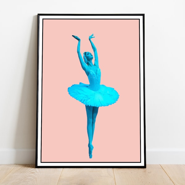 Pink Ballet Poster, Pop Art Print, Ballet Art, Nutcracker Ballerina, Minimal Illustration, Boho Decor, Kitchen Wall Art