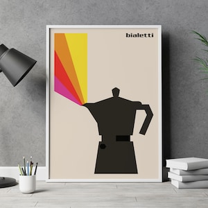 Moka Pot Coffee Print, Mid Century Modern Bialetti Poster, Retro Italy ...