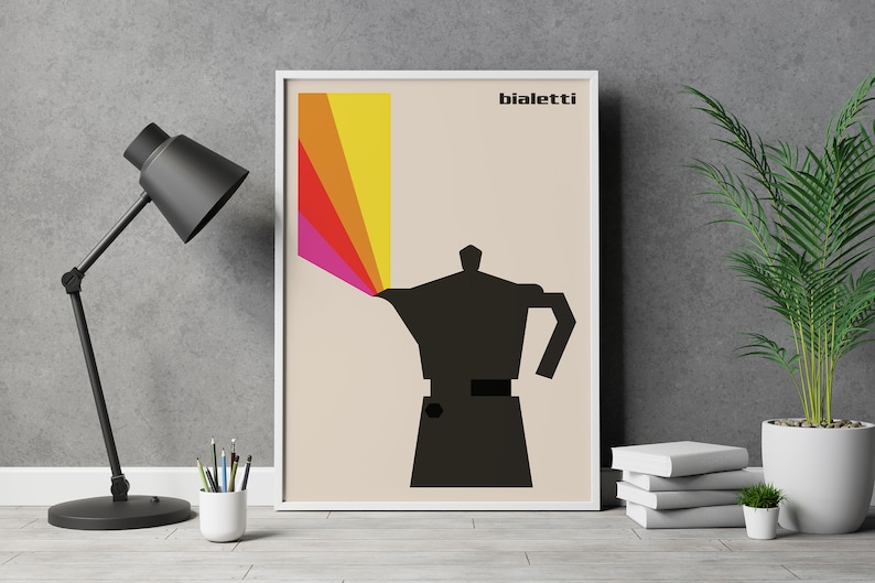 Moka Pot Coffee Print, Mid Century Modern Bialetti Poster, Retro Italy ...
