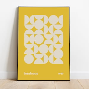 Yellow Bauhaus Print, Mid Century Modern Wall Art, Modern 50s Bauhaus Poster, Geometric Wall Art, Cool Art, Retro Print, Pop Culture Print