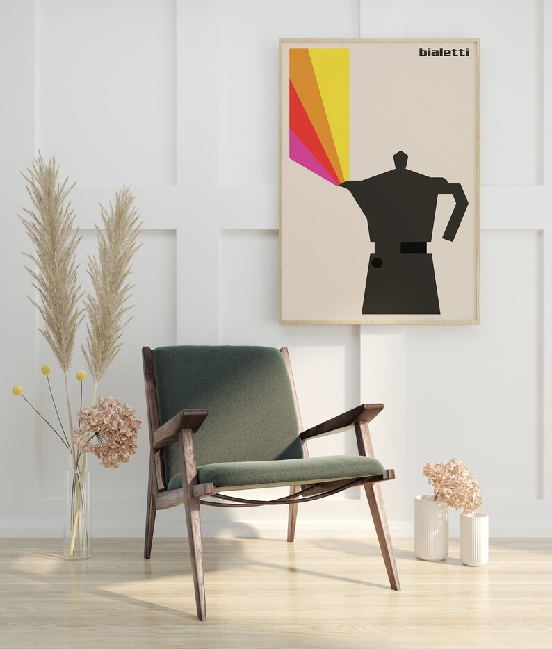 Moka Pot Coffee Print, Mid Century Modern Bialetti Poster, Retro Italy ...