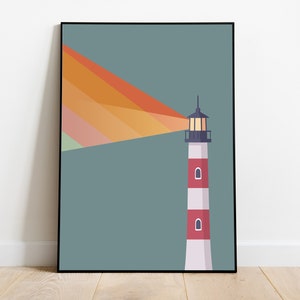 Lighthouse Print Mid Century Modern Wall Art Pop Culture Decor Rainbow Print 60s Retro Poster Kitchen Art