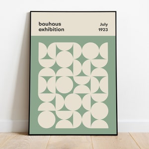 Green Bauhaus Exhibition Poster, Mid Century Modern Wall Art, Minimalist Bauhaus Print, Cool Poster Design, Kitchen Decor, Unframed