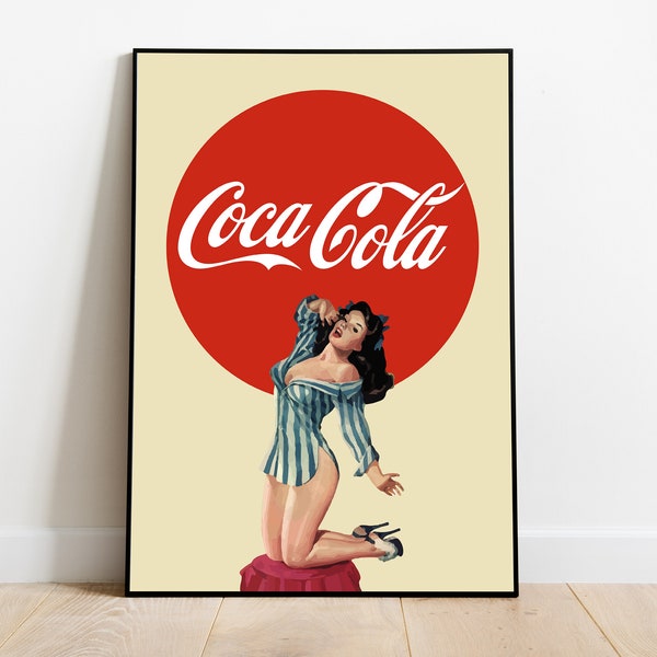 Affiche vintage Coca Cola, art mural cuisine, impression rétro, impression pop art, impression cocktail, décoration bohème, cadeau de bar fait main pour lui