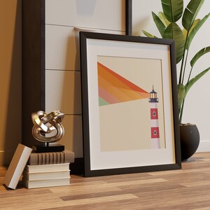 Lighthouse Poster - Rainbow Pride Coastal Art Print, Retro Mid Century Wall Art Gift image 7