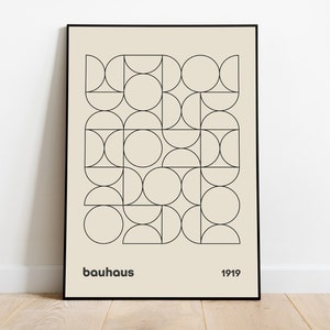 Pôster Bauhaus, Impressão de cozinha, Arte de parede moderna de meados do século, Pôster de exposição, Arte geométrica, Presente de decoração minimalista sem moldura