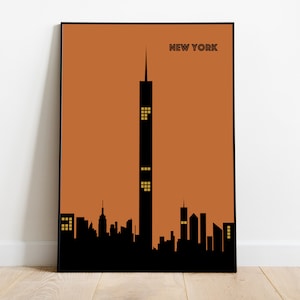 New York Print, Mid Century Modern, Pop Culture Print, New York Skyline Poster, NYC Minimalist Art, Funky Retro Wall Art, Minimal Print