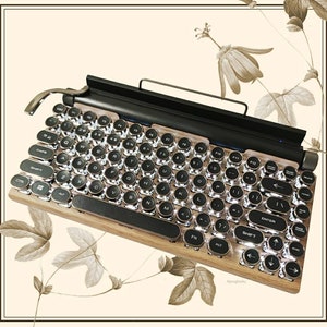Aanpasbare naam Retro op schrijfmachine geïnspireerd mechanisch toetsenbord Draadloos Bluetooth