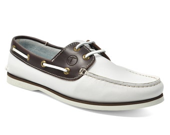 Men’s Boat Shoes Seajure Nungwi White and Brown Leather
