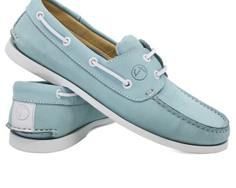 Zapatos Náuticos Hombre Seajure Ifaty Cuero Nubuck Azul Claro