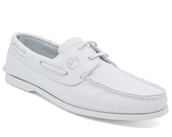 Men’s Boat Shoes Seajure Knude White Leather