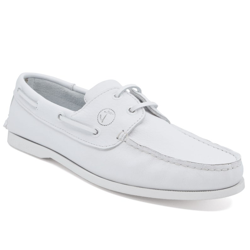 Mens Boat Shoes Seajure Knude White Leather image 1