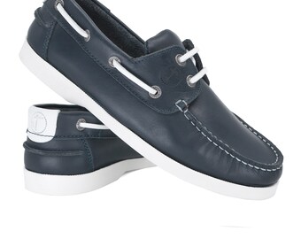 Women’s Boat Shoes Seajure Cannon Navy Blue Leather