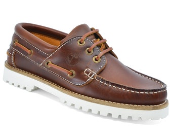Women’s Boat Shoes Seajure Alankuda Leather Brown and White