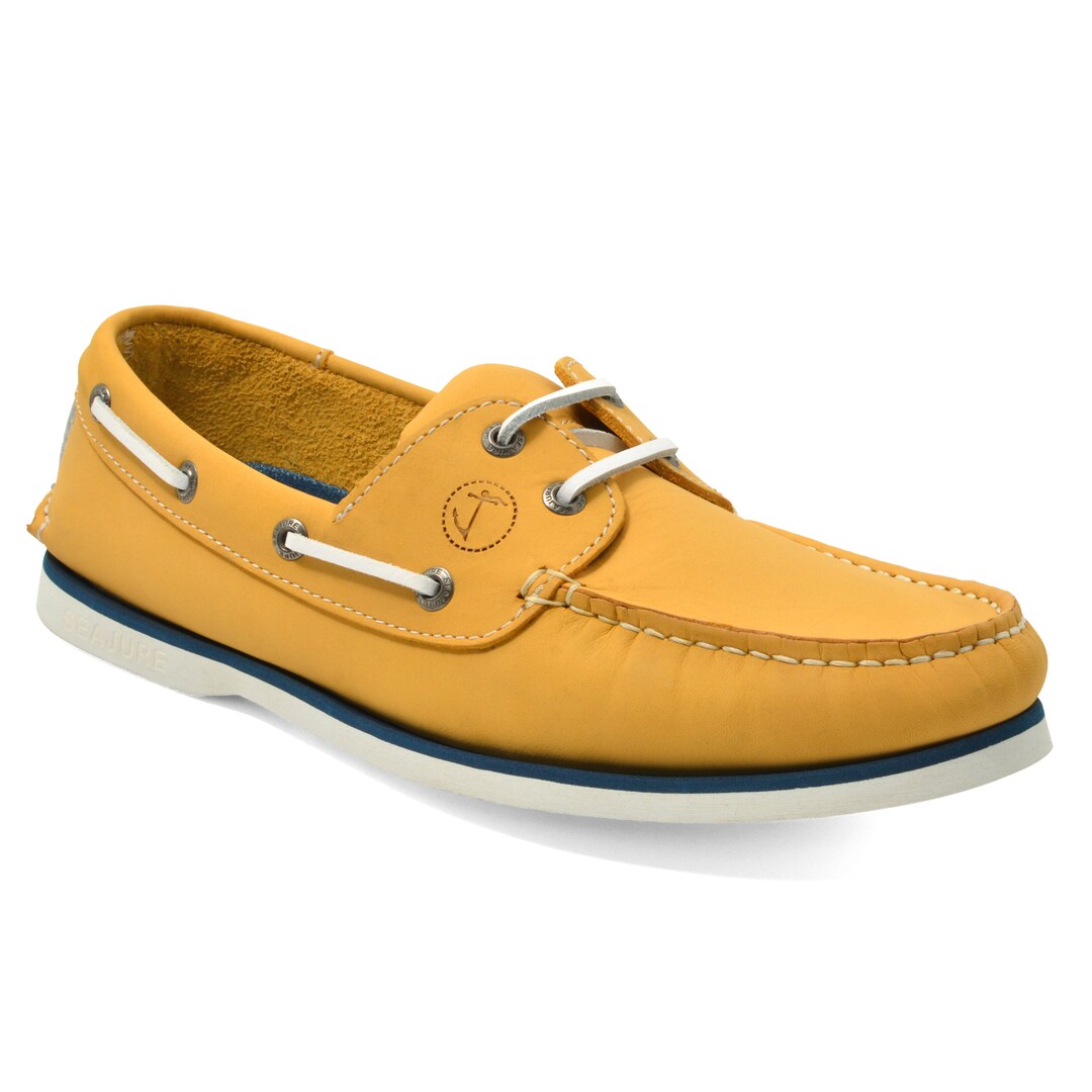 Mens Boat Shoes Seajure Maho Yellow Nubuck Leather Etsy
