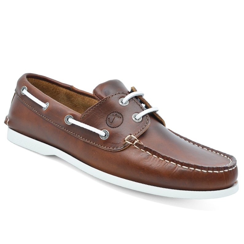 Mens Boat Shoes Seajure Silistar Brown Leather image 1