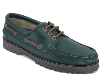Men’s Boat Shoes Seajure Keem Green Leather