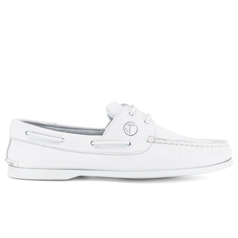 Mens Boat Shoes Seajure Knude White Leather image 2