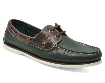 Men’s Boat Shoes Seajure Guayedra Green and Brown Leather