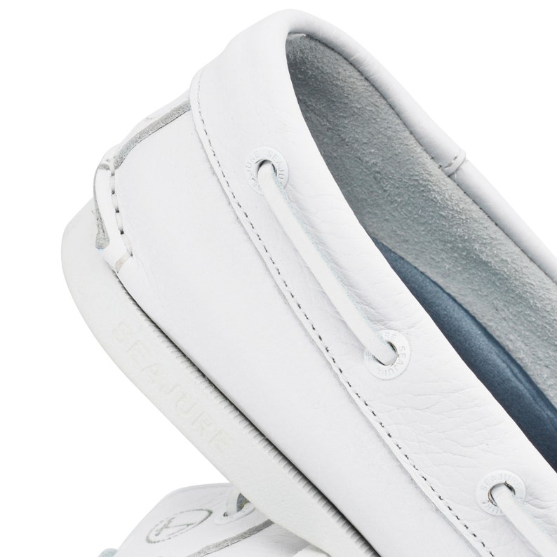 Mens Boat Shoes Seajure Knude White Leather image 6