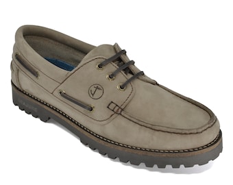 Seajure Men Boat Shoe Mosteiros Taupe and Brown