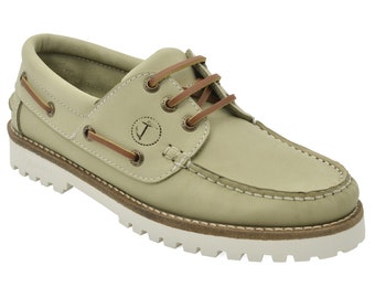 Seajure Women Boat Shoe Kvalvika Light Green Nubuck Leather