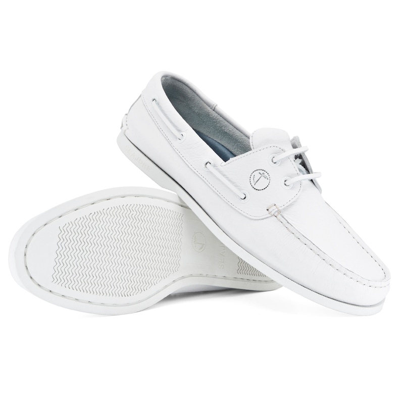 Mens Boat Shoes Seajure Knude White Leather image 4