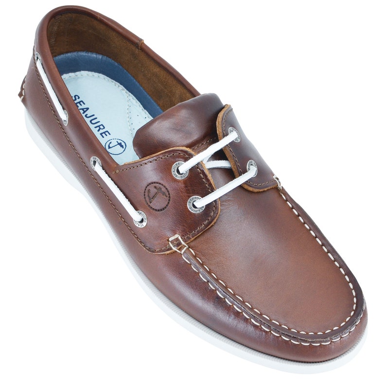 Mens Boat Shoes Seajure Silistar Brown Leather image 4