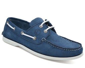 Men’s Boat Shoes Seajure Trebaluger Blue Nubuck Leather