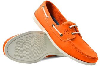 Men's Boat Shoes Seajure Celestún Orange Nubuck Leather UK