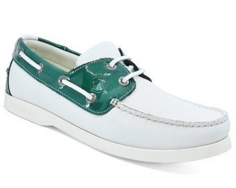 Women’s Boat Shoes Seajure Gidaki Leather Green and White