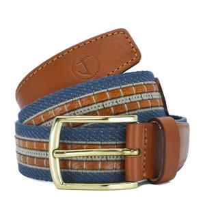 Seajure Canvas and Leather Scotia Belt Brown and Blue
