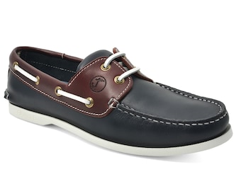 Men’s Boat Shoes Seajure Paramali Navy Blue and Bordeaux Leather