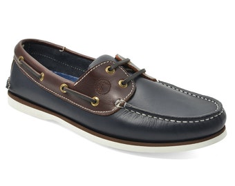 Men’s Boat Shoes Seajure Gonone Navy Blue and Brown Leather