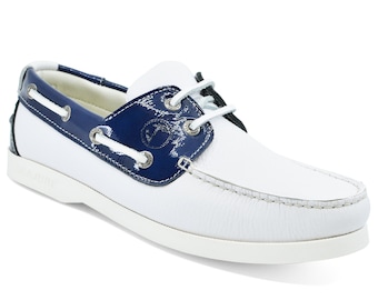 Women’s Boat Shoes Seajure Ffryes Leather Navy Blue and White