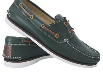 Men’s Boat Shoes Seajure Fakarava Green Leather