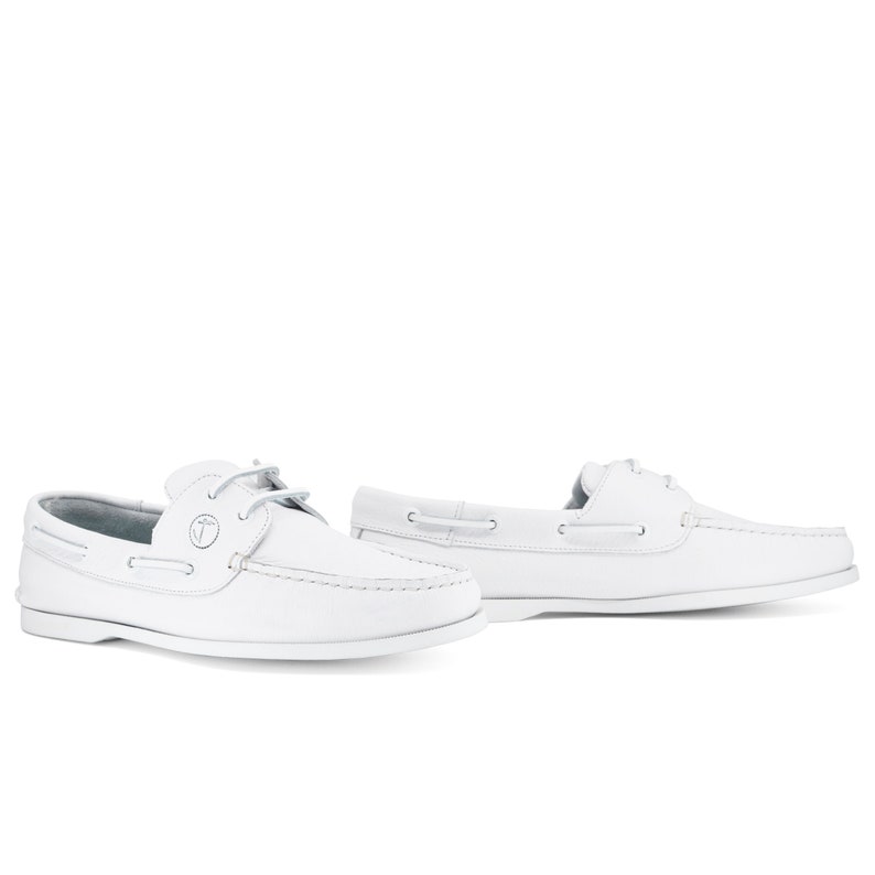 Mens Boat Shoes Seajure Knude White Leather image 3