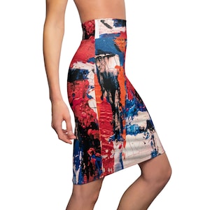 Designer Pencil Skirt, Abstract Skirts for Women