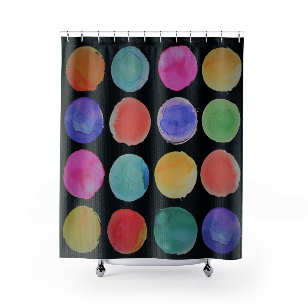 BIVINAR Duschvorhang Mit Boho-Blumen – Schwarz, Wasserdicht, Aus Polyester, Mit 12 Haken