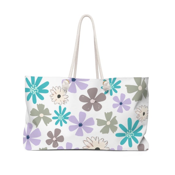 Floral Weekender Bag Designer Beach Bag Abstract Oversize 