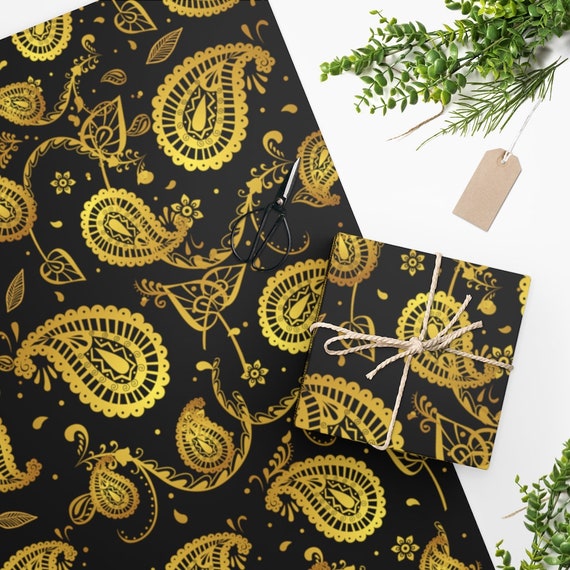 Designer Gift Wrapping Paper Gold Leaf Vintage Etsy